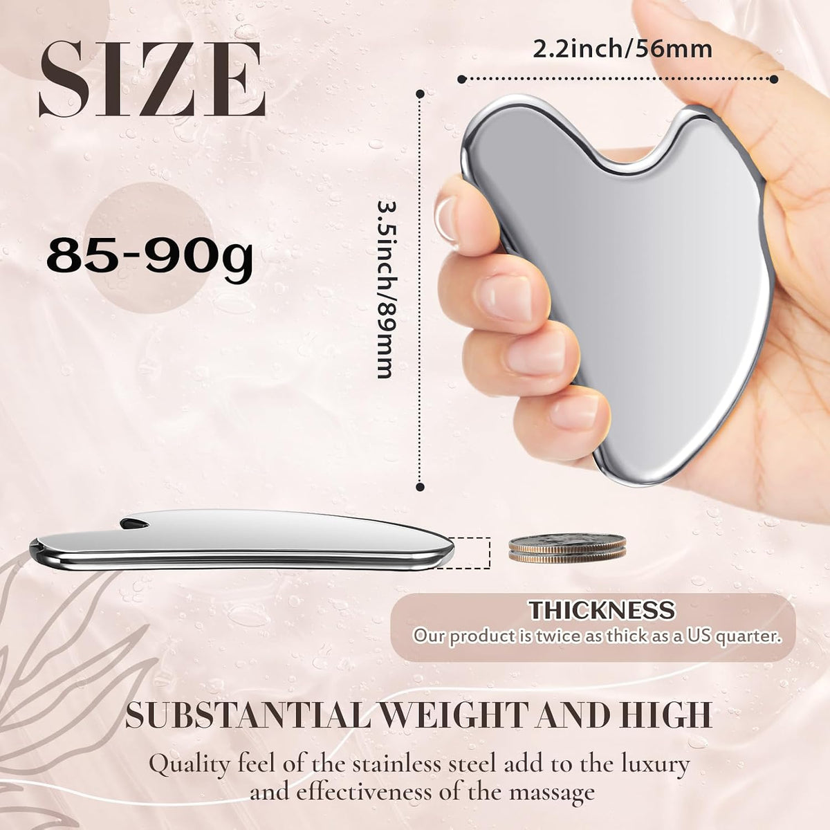 304 Stainless Steel Gua Sha Facial Tool, Silver, Heart