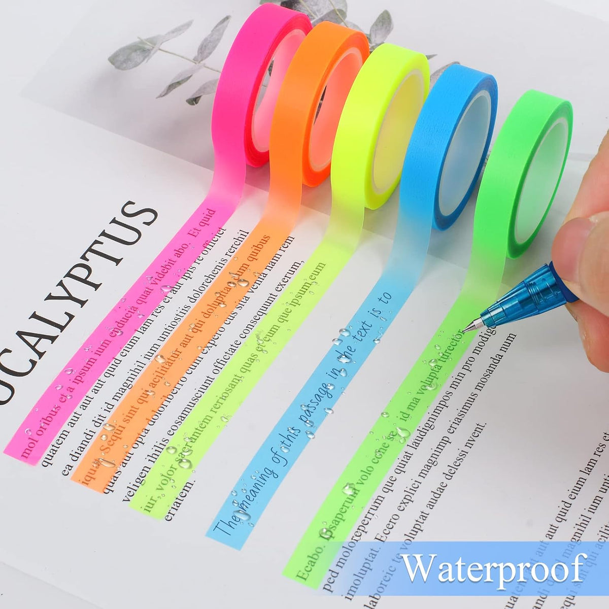 10 Rolls Colorful Highlighter Tape